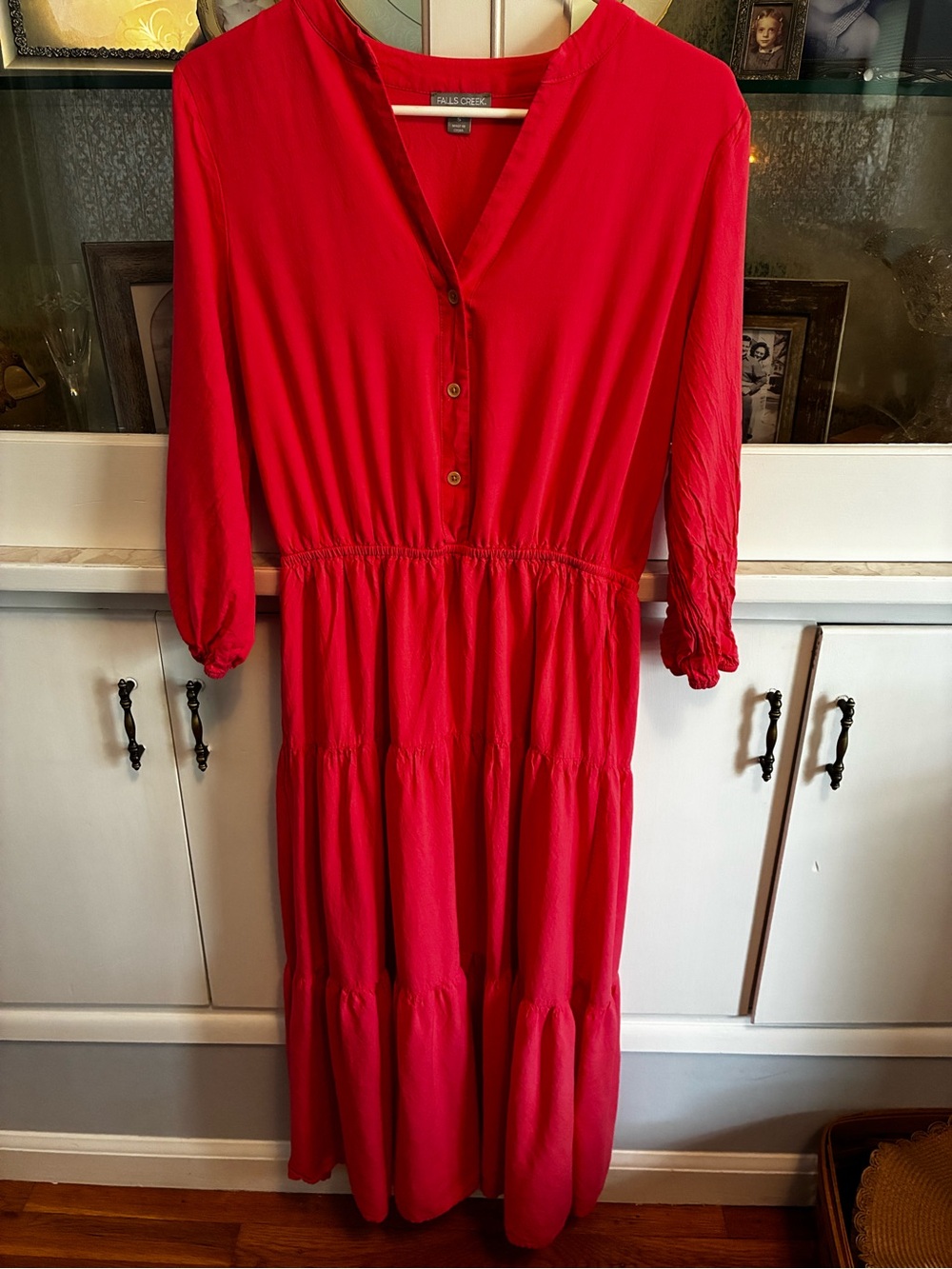 Falls Creek Long Sleeve Tiered Maxi Dress - Coral